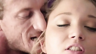 Green  blond with brilliant all-natural puffy jugs gets laid