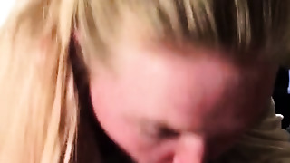 Real nubile punk fledgling girlfriend in glasses gives a point of view blowjob