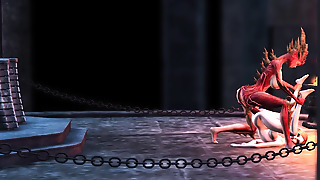 Lilith boinks her youthful  slave in the dark castle