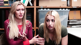 Naughty blondie fucked by policeman in front of stepmom