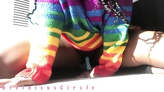 Playing With My puss While roomie Showers