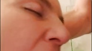 Babysitter ambled in the douche she deep-throats a big gigantic spunk-pump and swallows