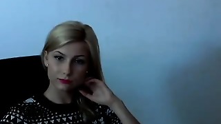 Superb ash-blonde  takes off sweater flashes udders and in office