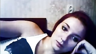 Cute face ginger-haired fledgling honey unclothing at home