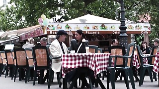 European nubile banged by older dude she faced at pizzeria