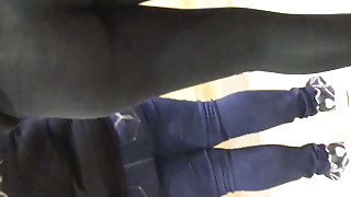 Seethrough stretch pants g-string phat ass white girl teen