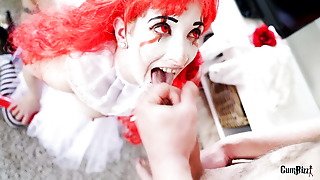 Halloween teenage gal IT suckys it dry