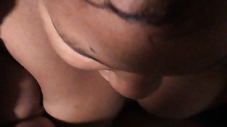 Ebony teen  to fellate my knob while home alone
