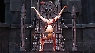 Lilith pokes firm her youthfull  slave in the dark castle