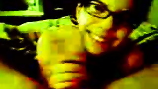 Sexy gal with glasses is schlong spanked in face repeatedly