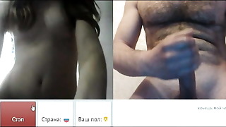 Videochat 33 clean-shaven nubile with new globes plays with my dick