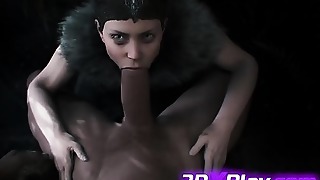 D gf from Hellblade Face bang fellate gasps on a Cock