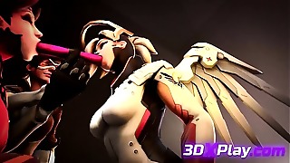 D grace Devil & Young grace From Overwatch frolicking With Dildo