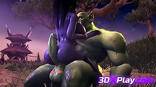 Dxplay Draenei gropes Her A tiny vagina On Orc Cock