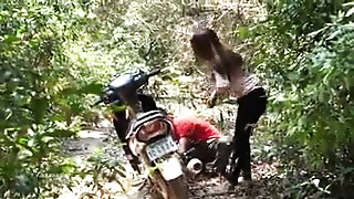 Don't trust a man to help a girl, forest sex