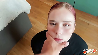 Man fucks obedient redhead in face and pussy