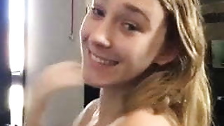 Teen with a perfect body strips, dances and plays with herself